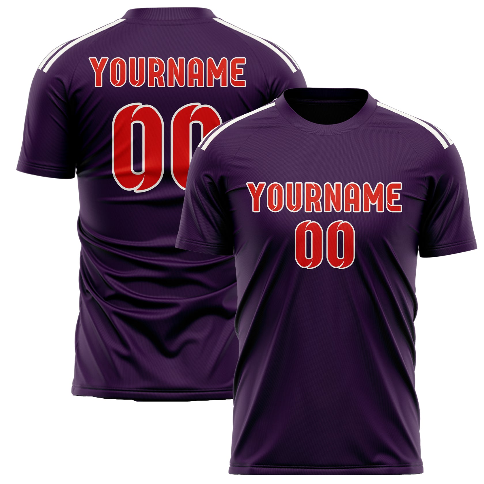 Maillot de football personnalisé violet, orange et rouge