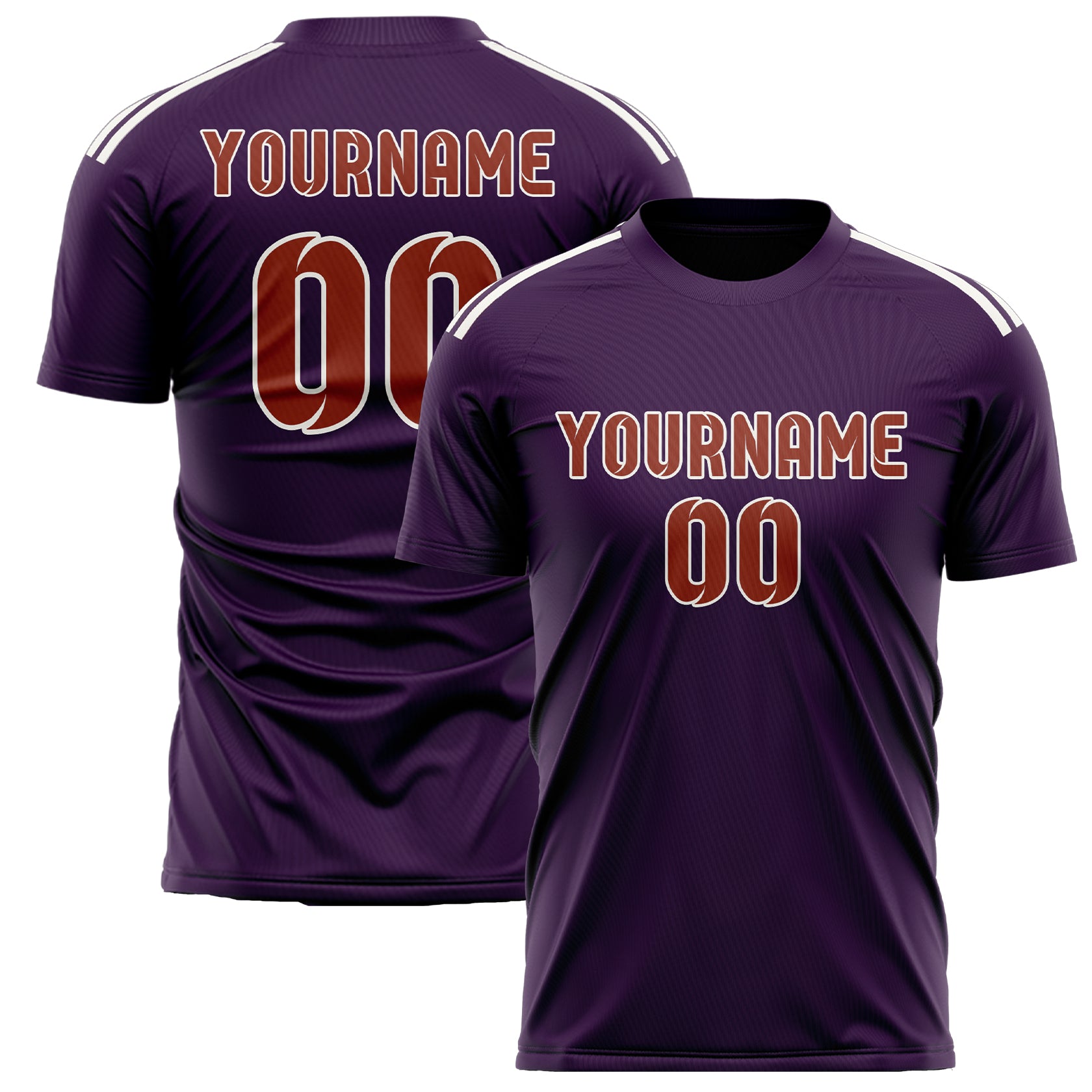 Maillot de football personnalisé violet corail rouge