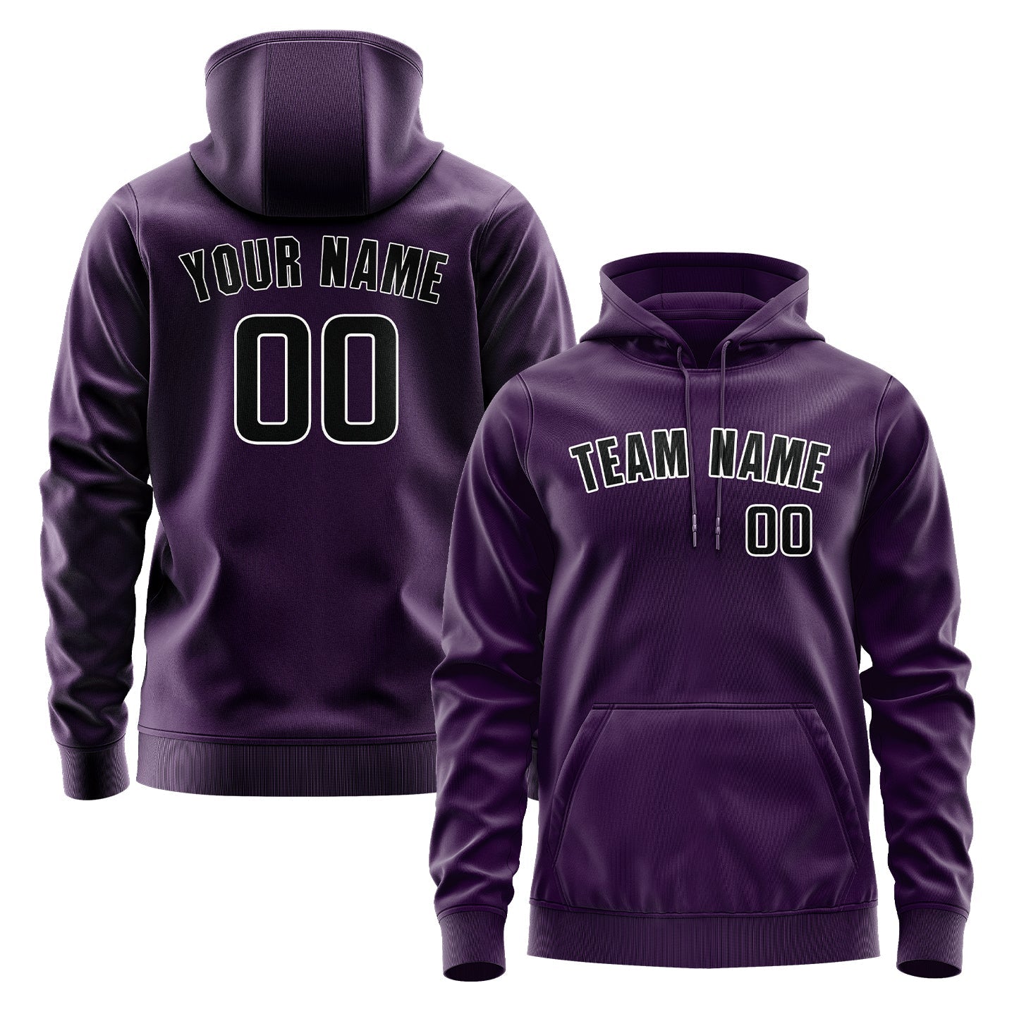 Sweat à capuche violet et noir personnalisé 