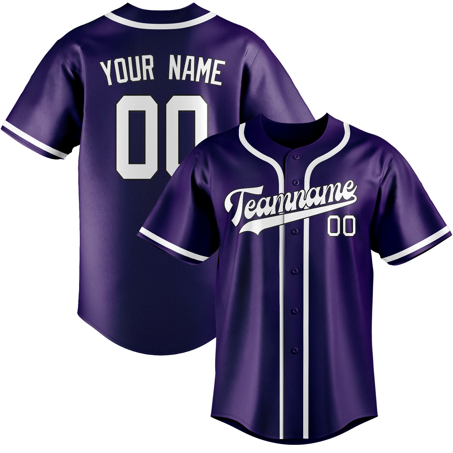 Maillot de baseball personnalisé violet et blanc