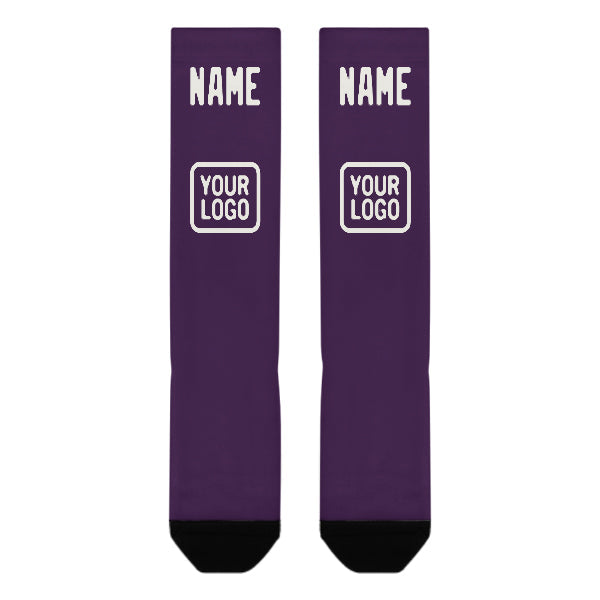Chaussettes hautes violettes et blanches personnalisées