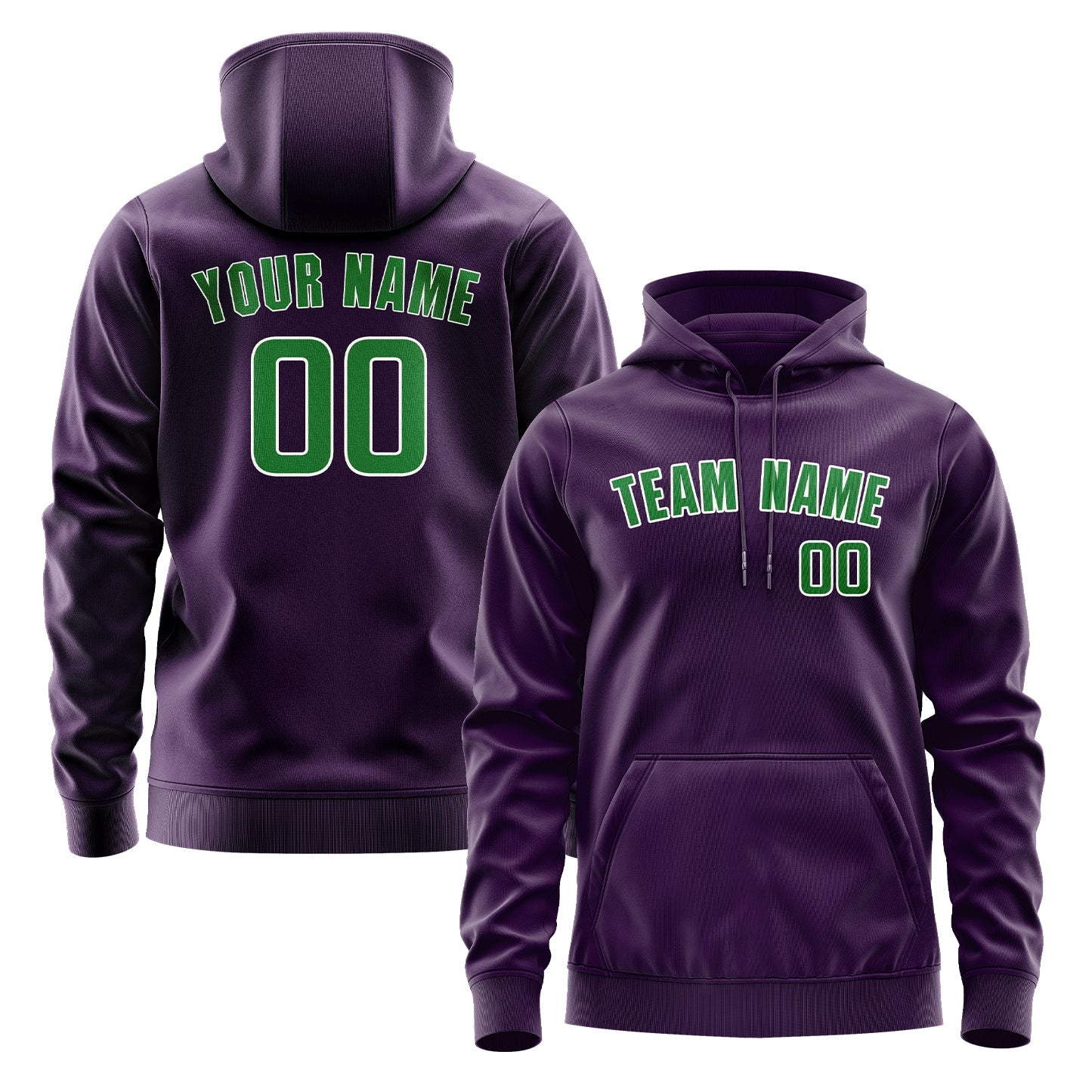 Sweat à capuche personnalisé violet et vert émeraude 