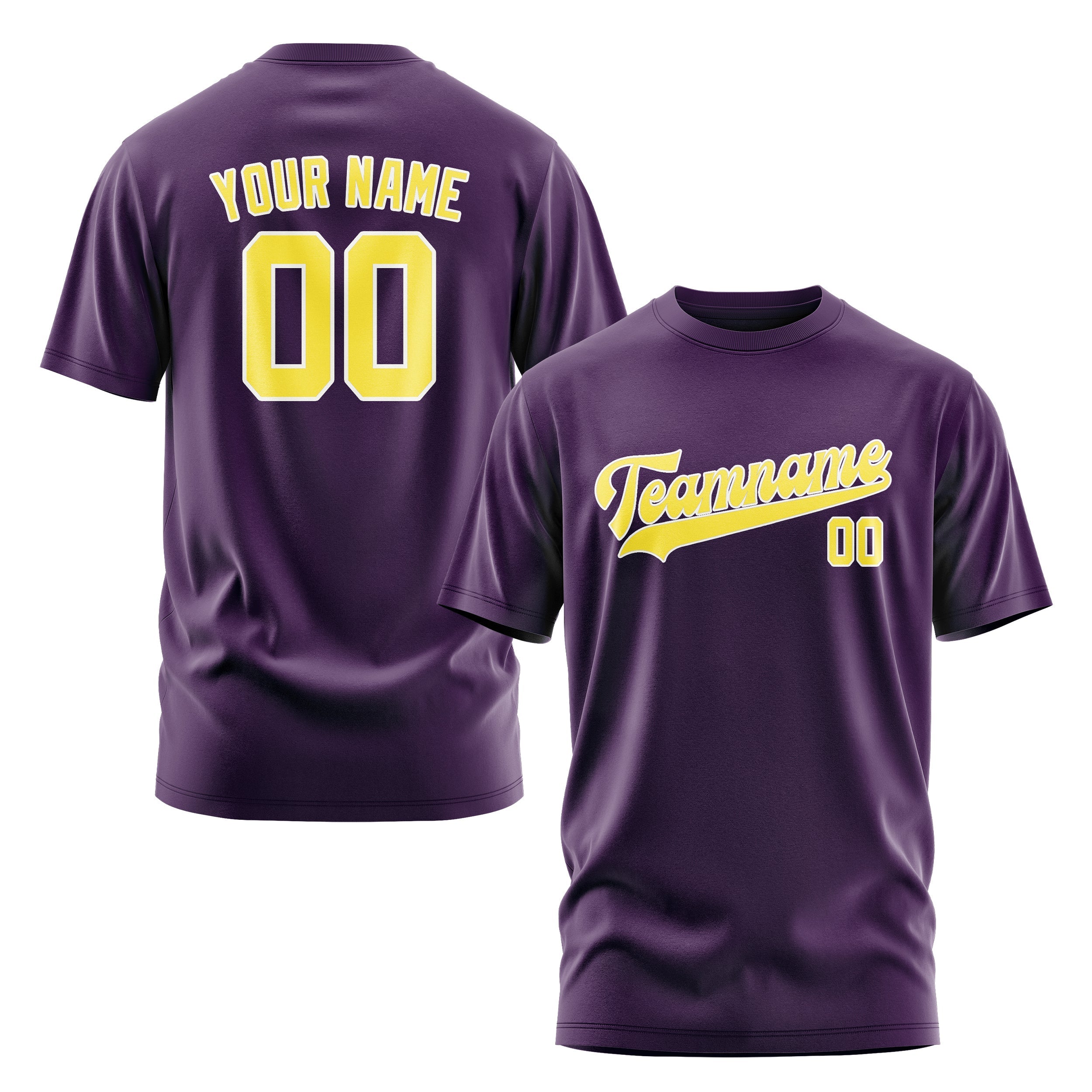 T-shirt personnalisé violet clair et jaune
