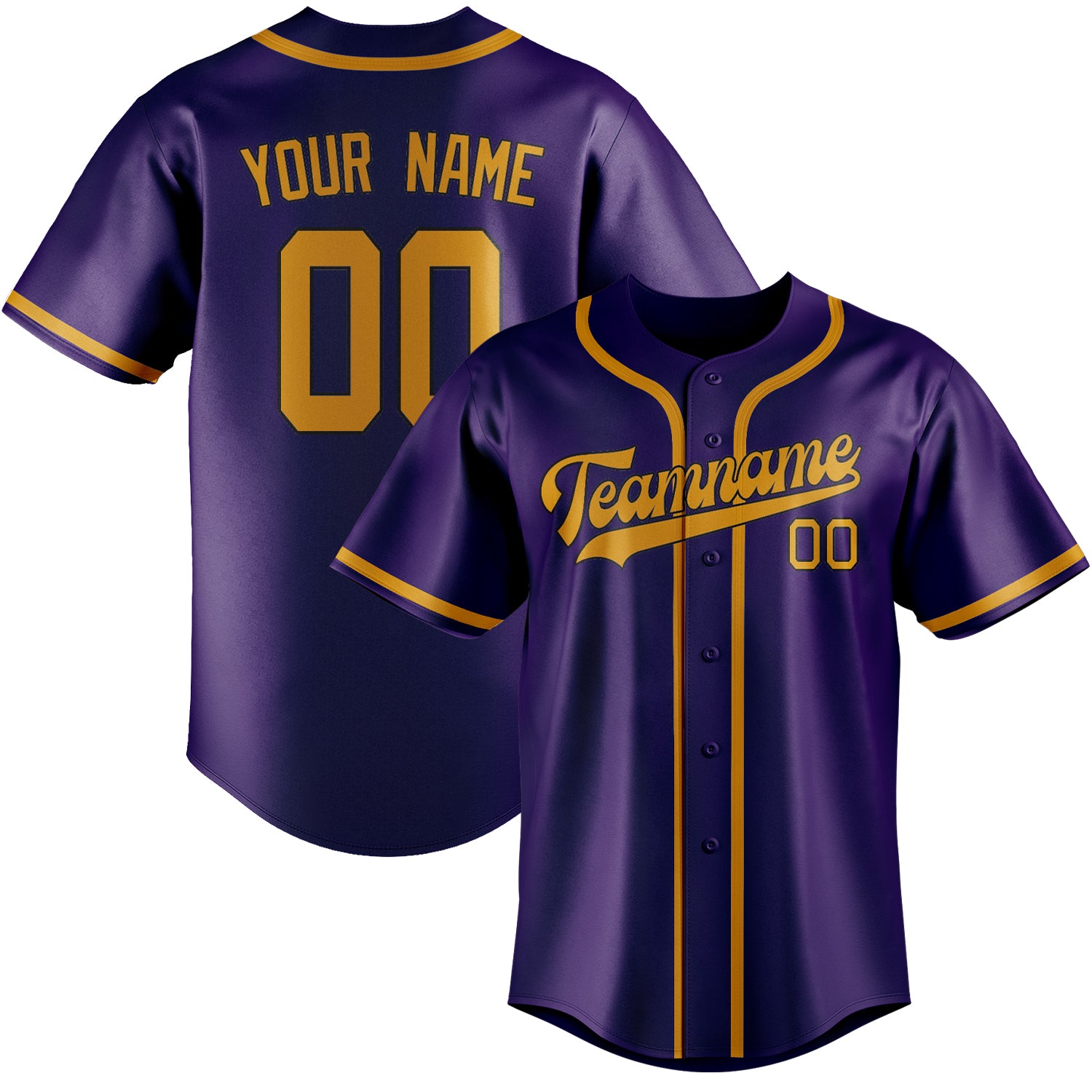 Maillot de baseball personnalisé violet et jaune