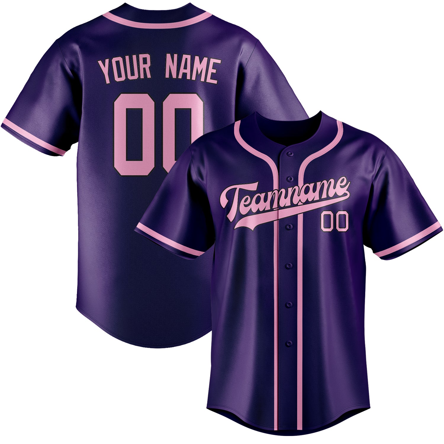 Maillot de baseball personnalisé violet et rose clair