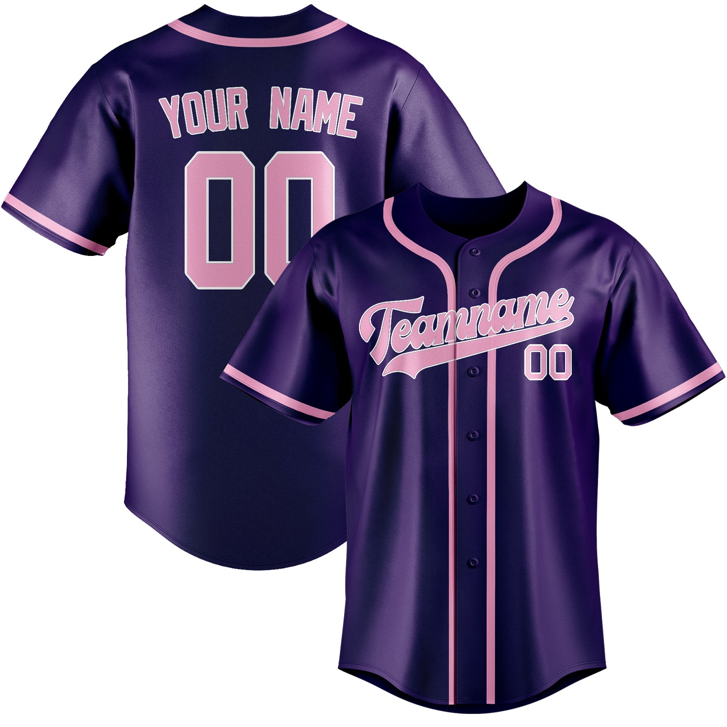 Maillot de baseball personnalisé violet et rose clair