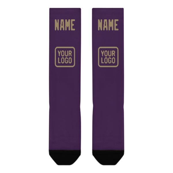 Chaussettes hautes personnalisées violettes et kaki clair