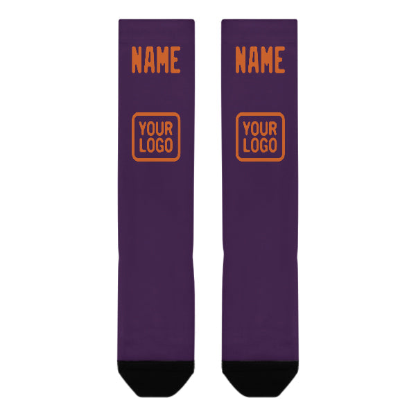 Chaussettes hautes personnalisées violettes et orange
