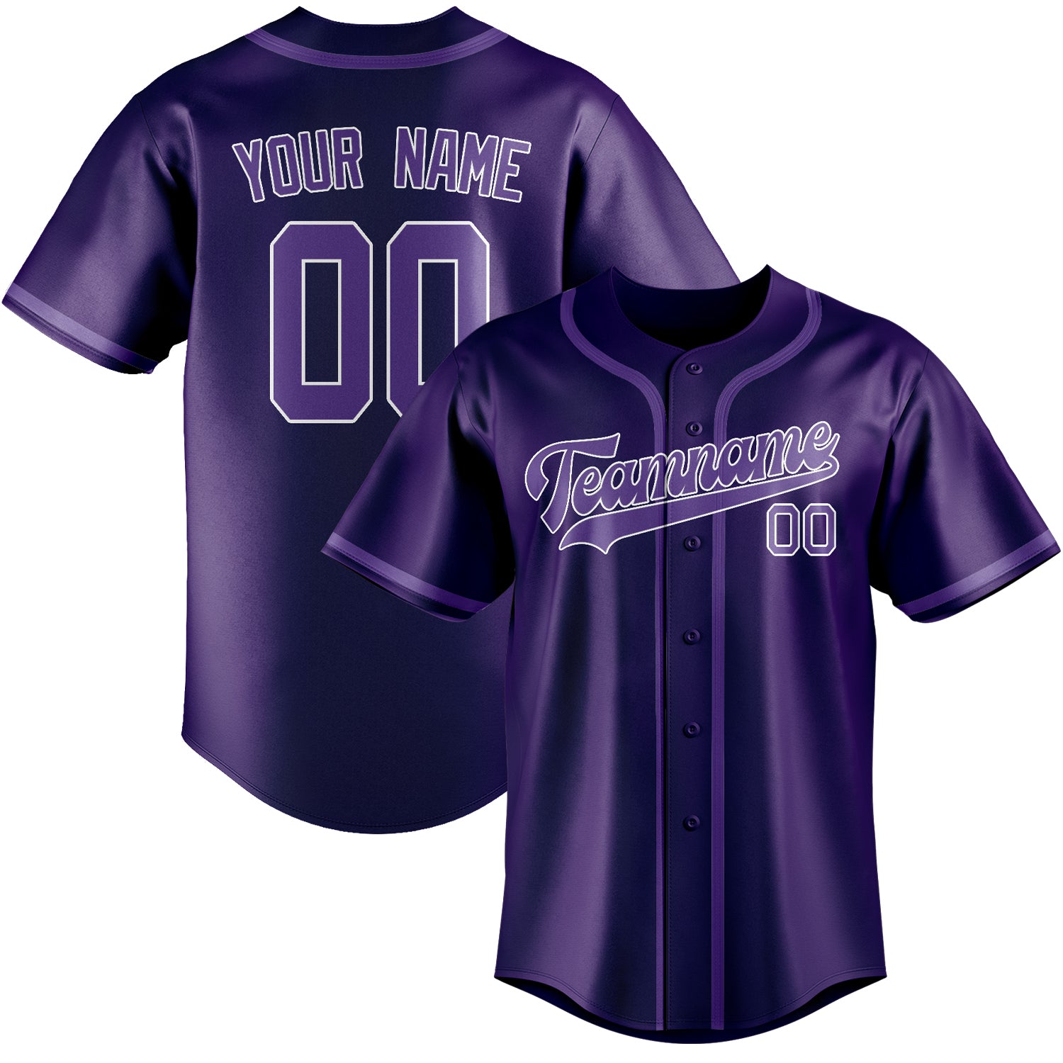 Maillot de baseball violet clair personnalisé