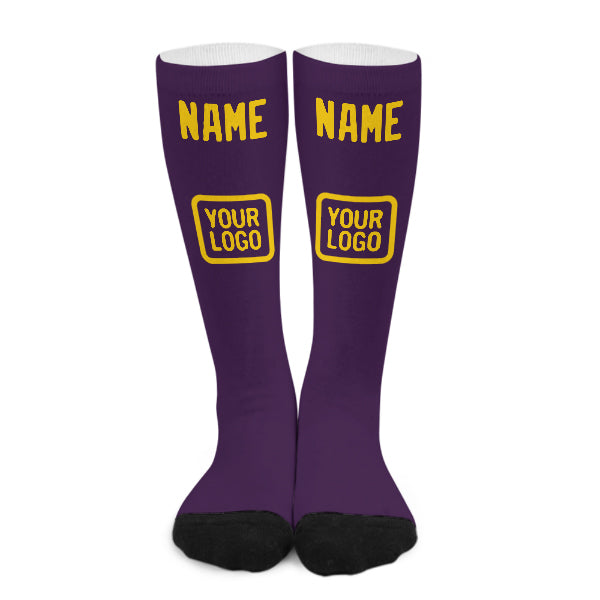 Chaussettes hautes violettes et dorées personnalisées