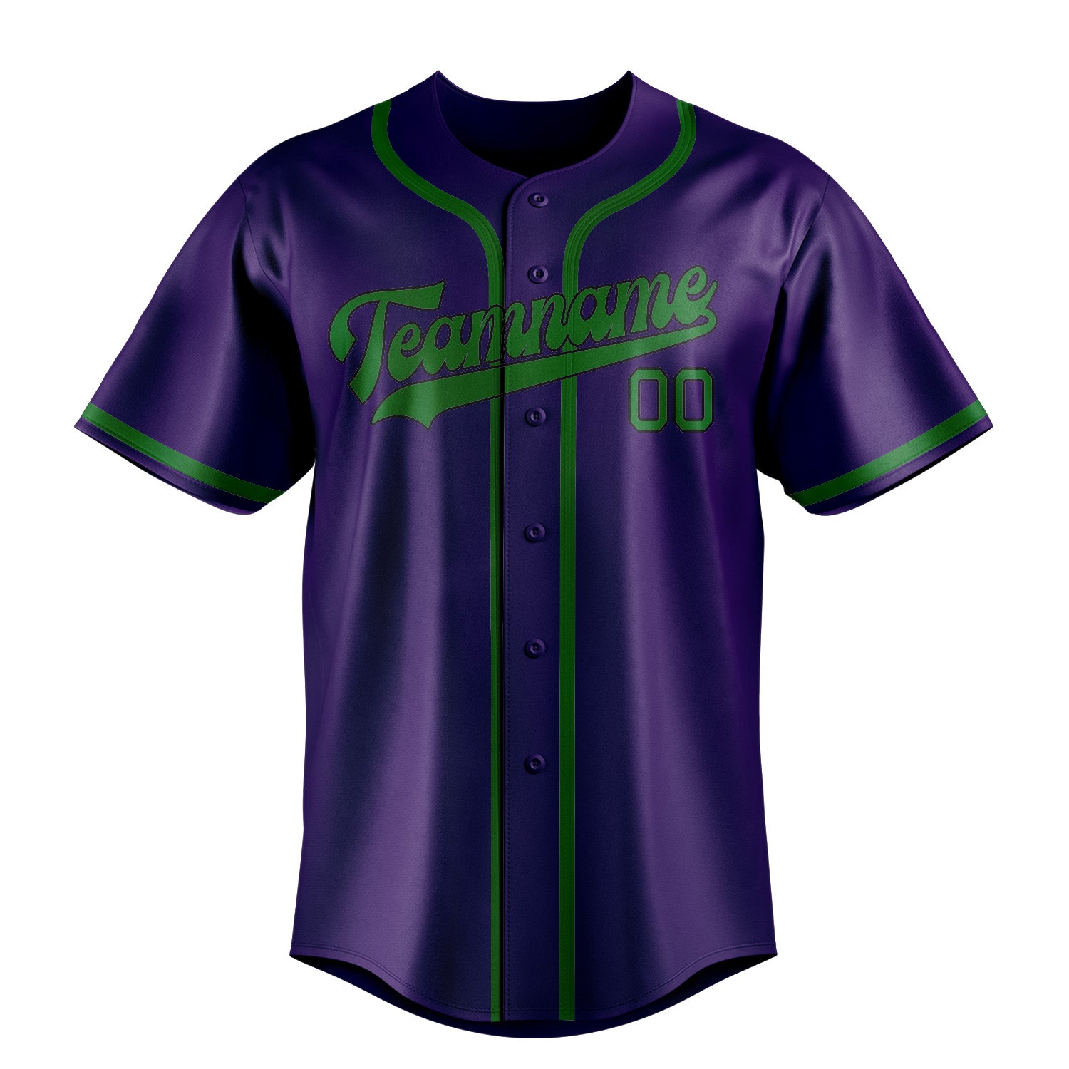 Maillot de baseball personnalisé violet et vert émeraude