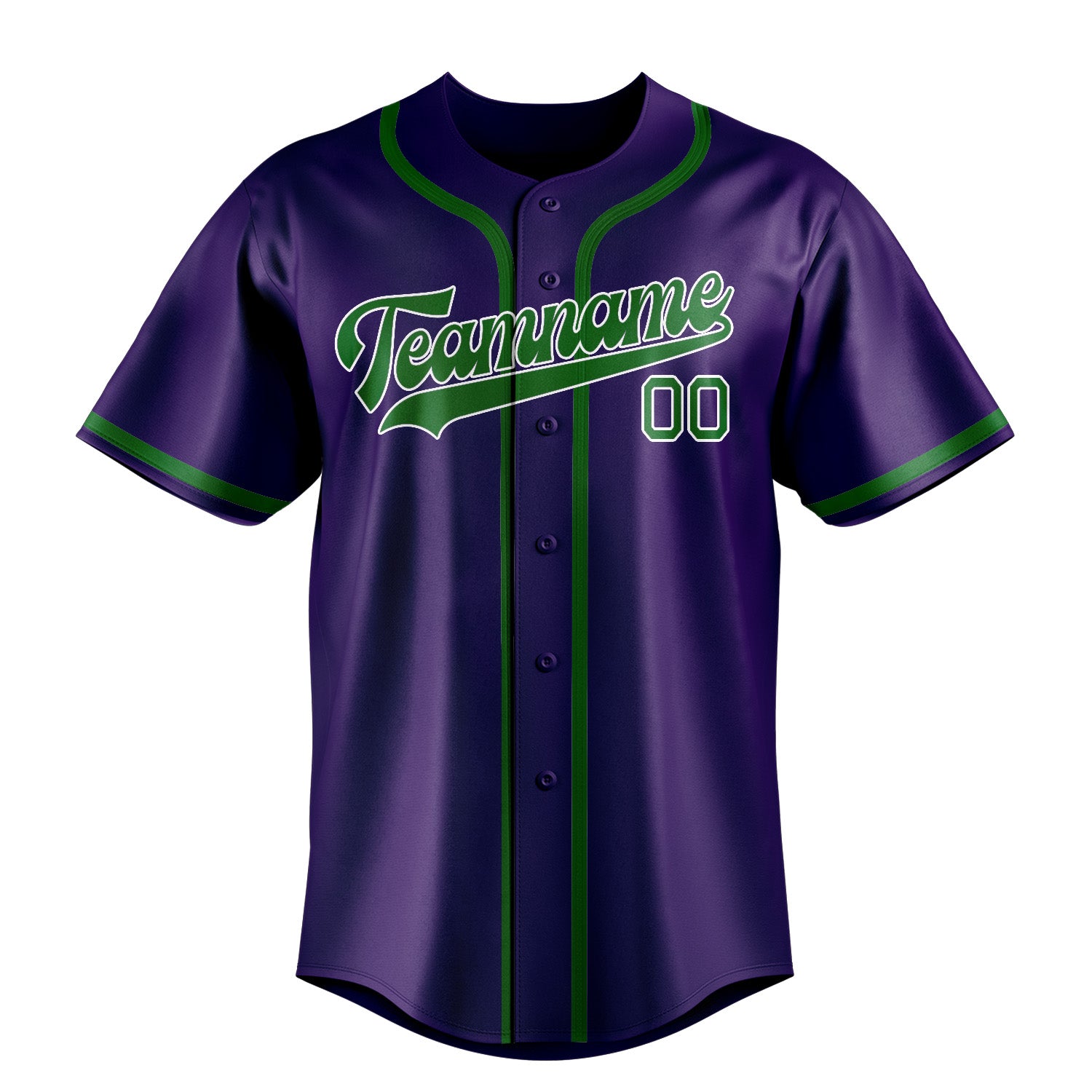Maillot de baseball personnalisé violet et vert émeraude