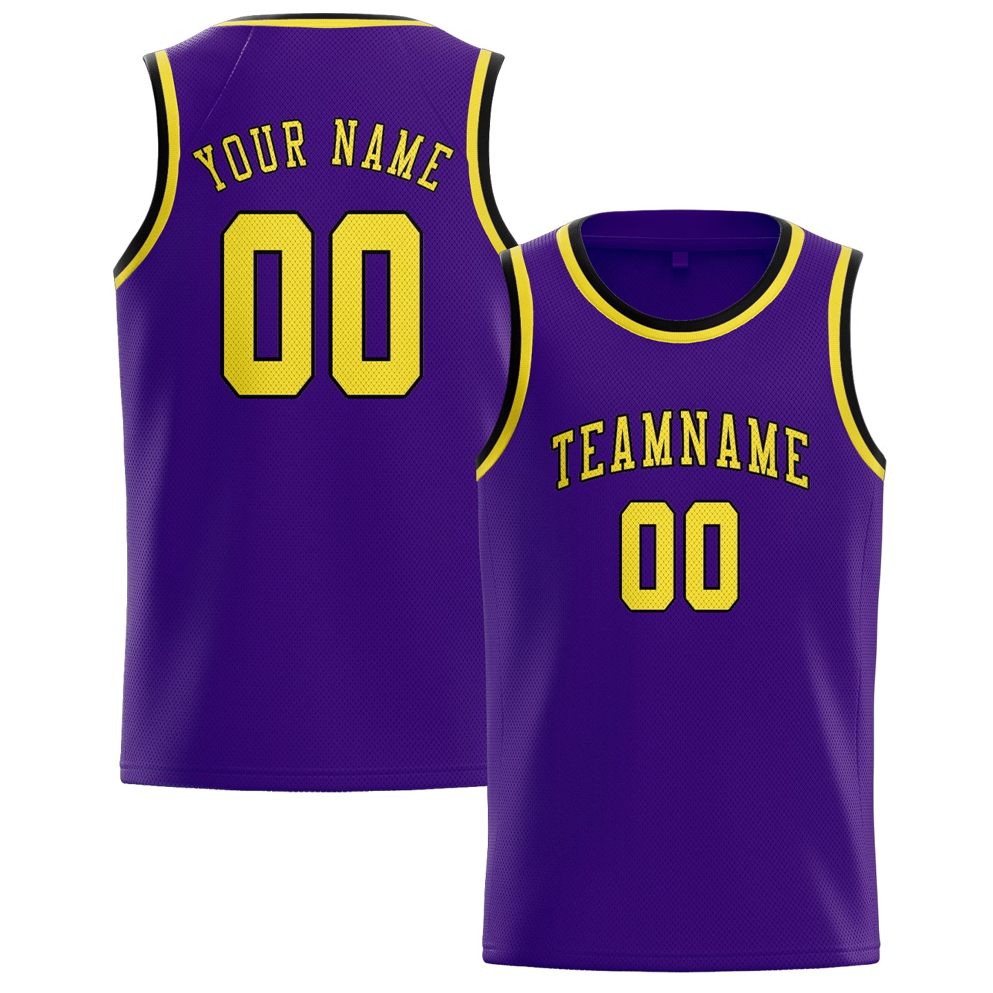 Maillot de basketball personnalisé violet clair et jaune clair