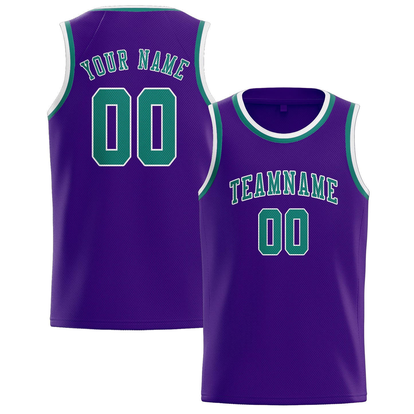 Maillot de basketball personnalisé violet, bleu et vert