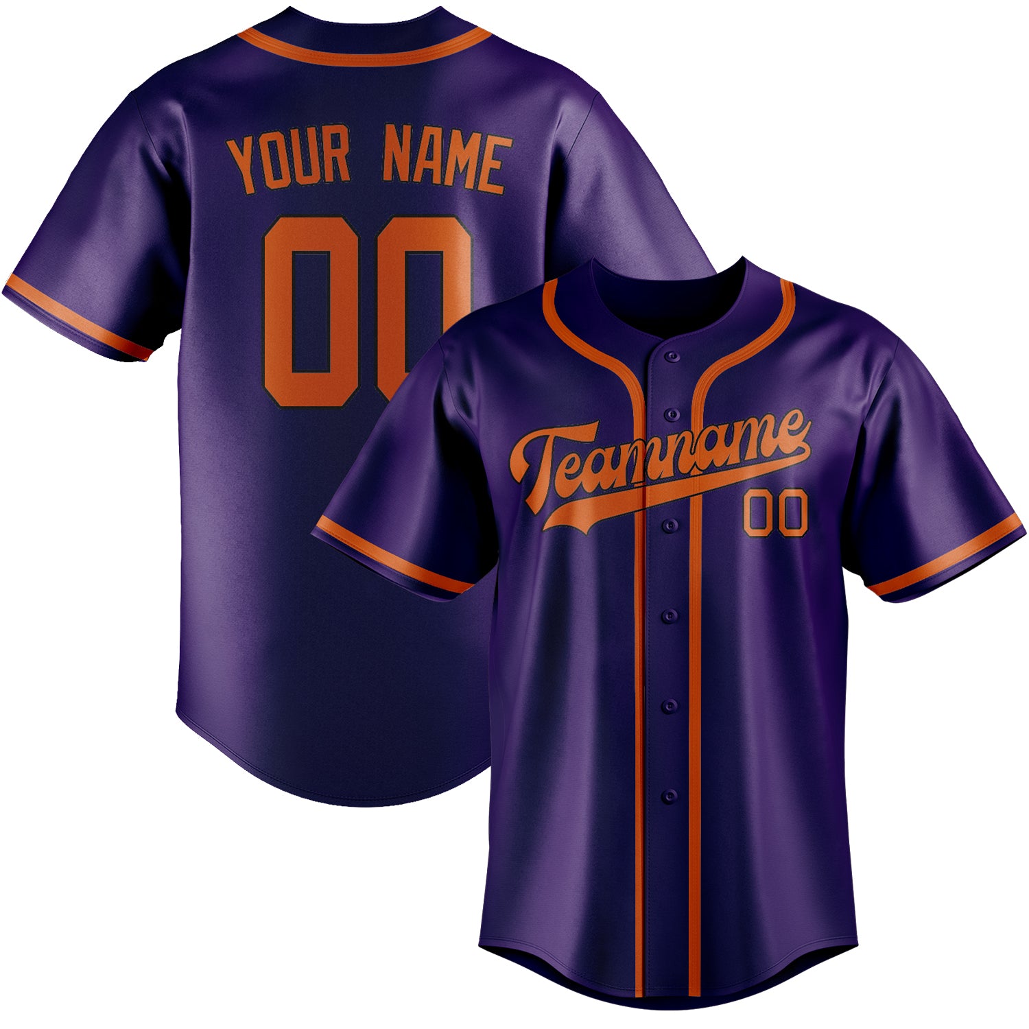 Maillot de baseball personnalisé violet et orange