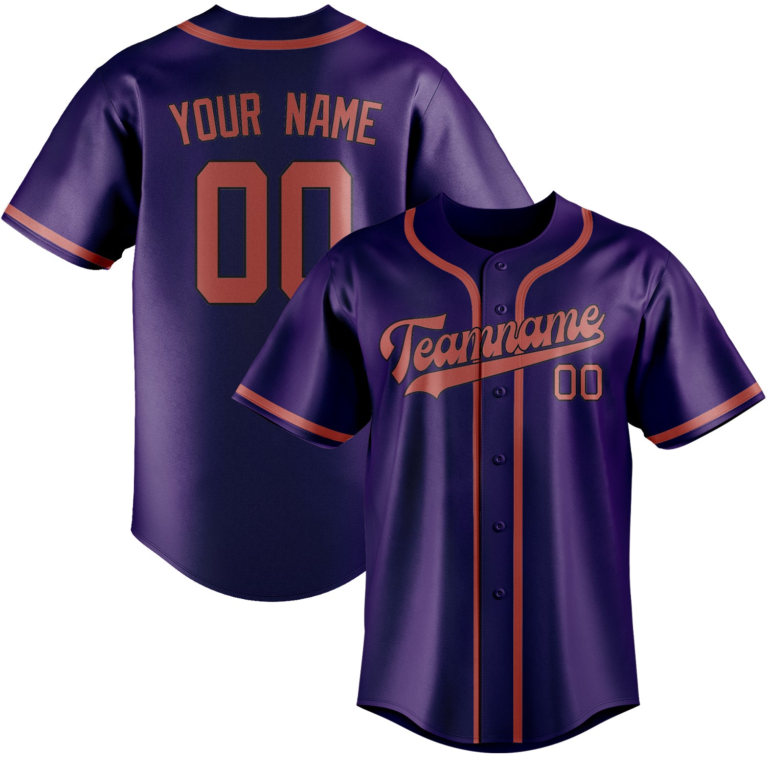 Maillot de baseball personnalisé Purple Copper Rose