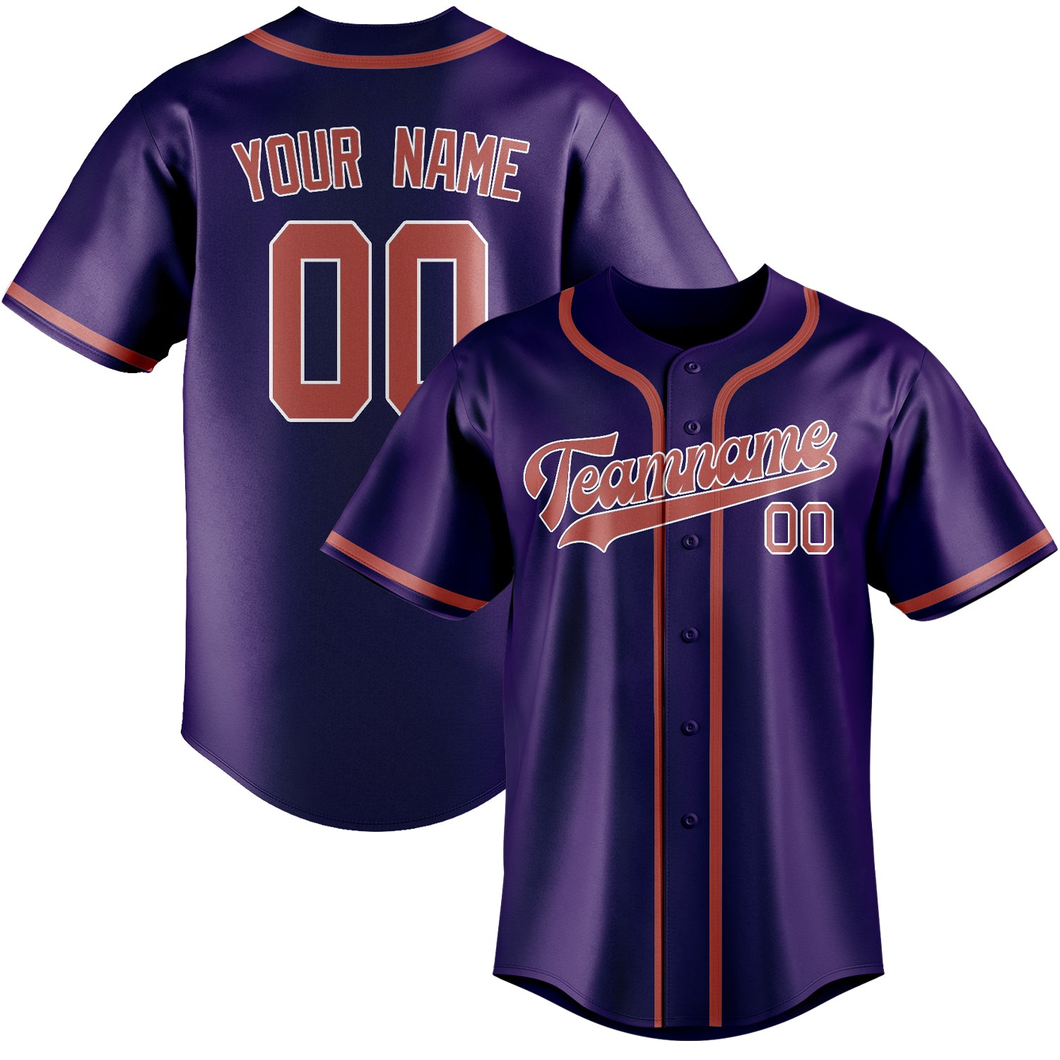 Maillot de baseball personnalisé Purple Copper Rose