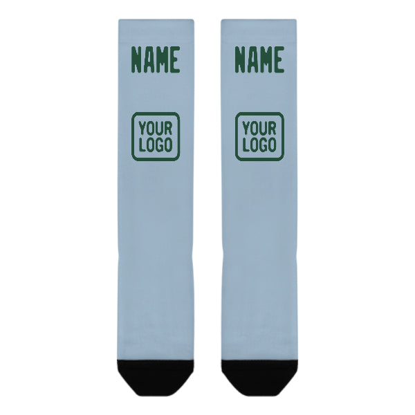 Chaussettes hautes personnalisées bleu clair et vert