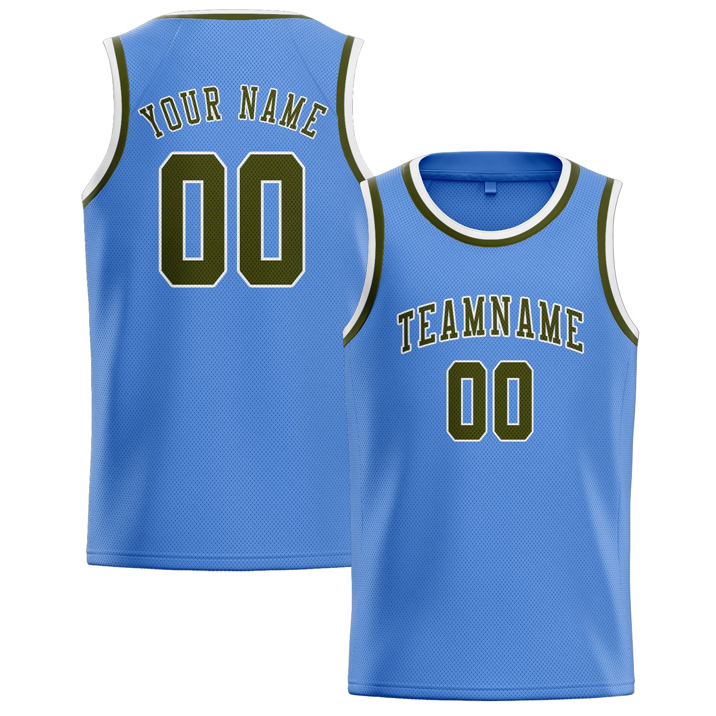 Maillot de basketball personnalisé bleu clair olive