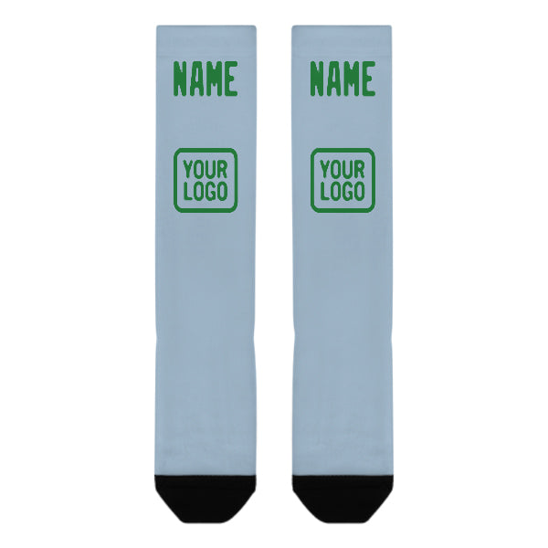 Chaussettes hautes personnalisées bleu clair et vert émeraude