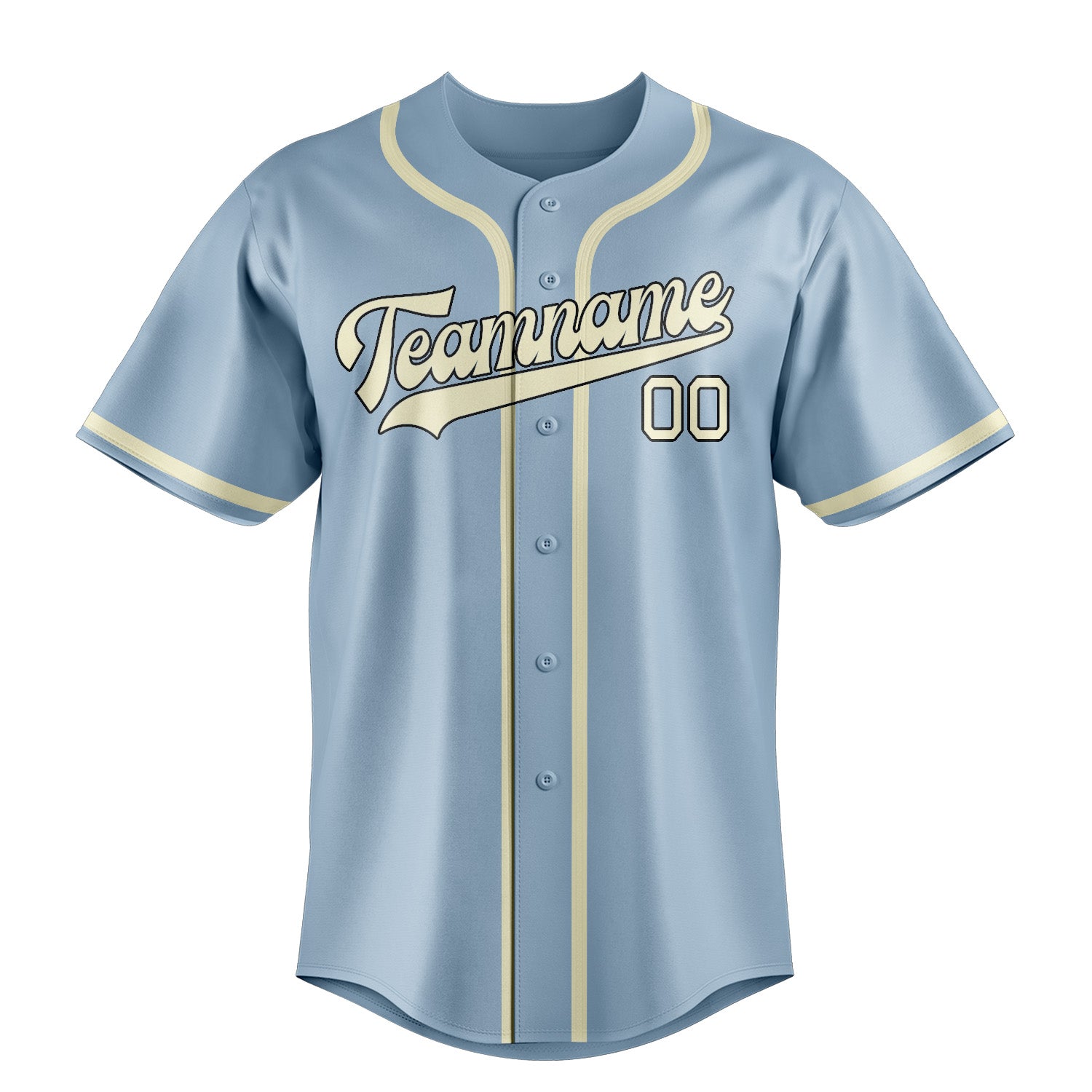 Maillot de baseball personnalisé bleu clair et crème