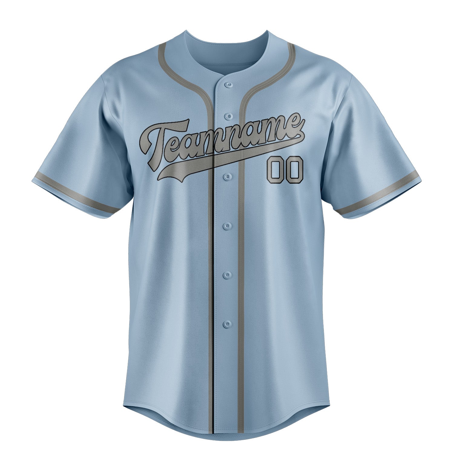 Maillot de baseball personnalisé bleu clair et gris