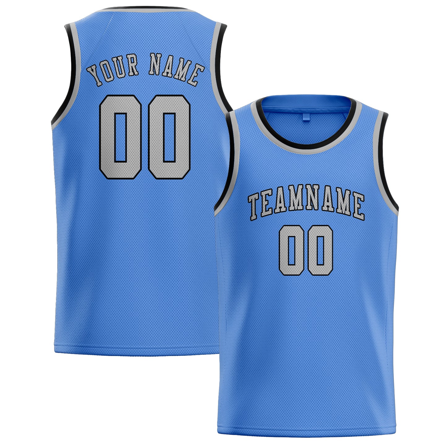 Maillot de basketball personnalisé bleu clair et gris