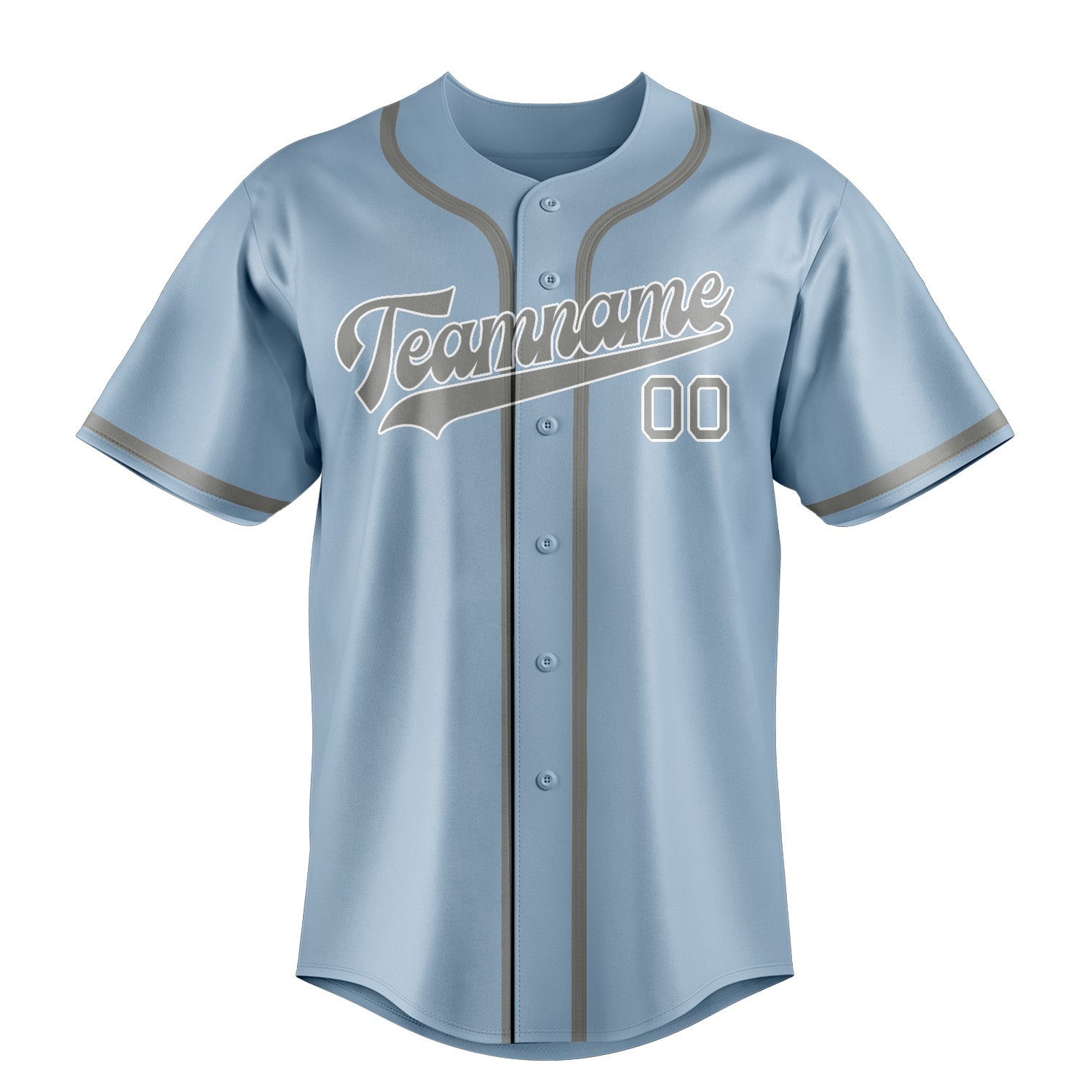 Maillot de baseball personnalisé bleu clair et gris