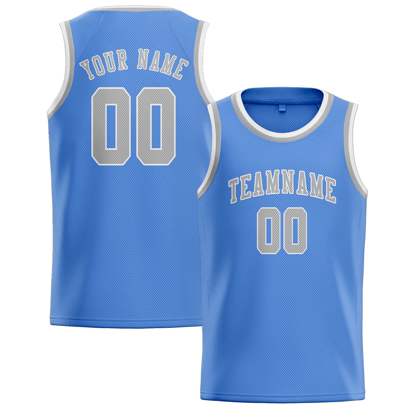 Maillot de basketball personnalisé bleu clair et gris