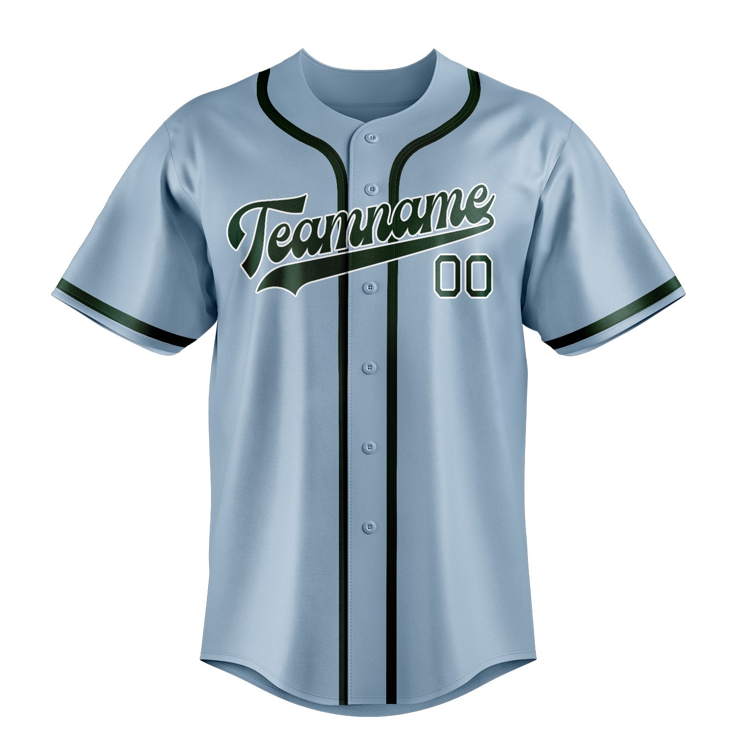 Maillot de baseball personnalisé bleu clair et vert