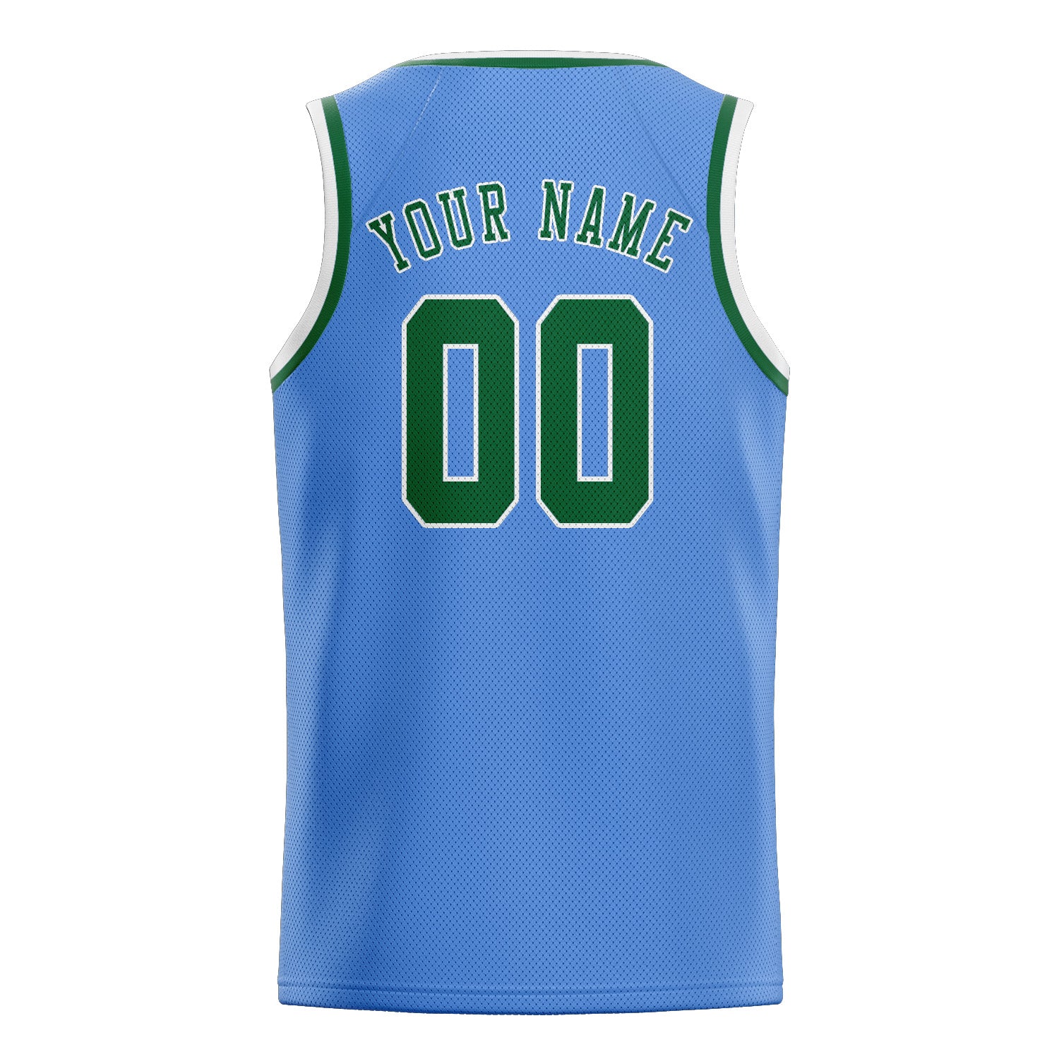 Maillot de basketball personnalisé bleu clair et vert