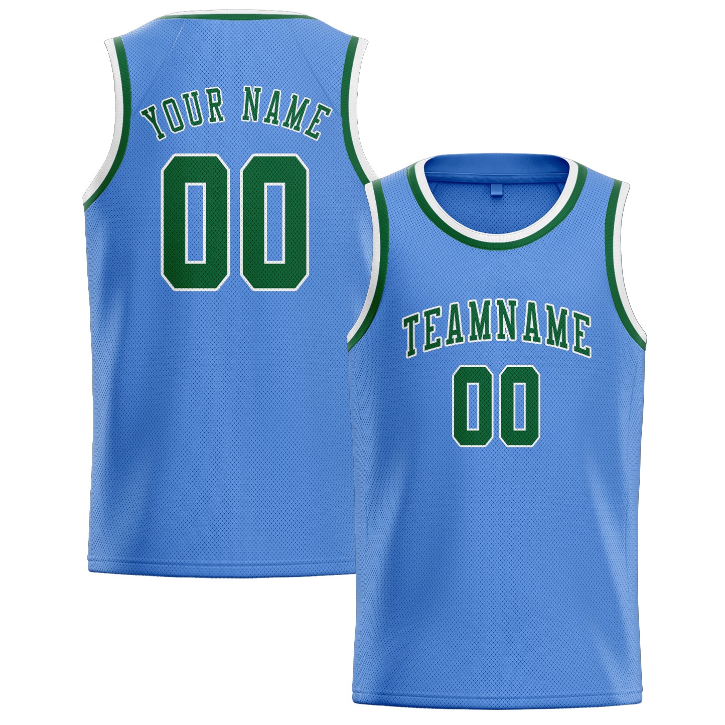 Maillot de basketball personnalisé bleu clair et vert
