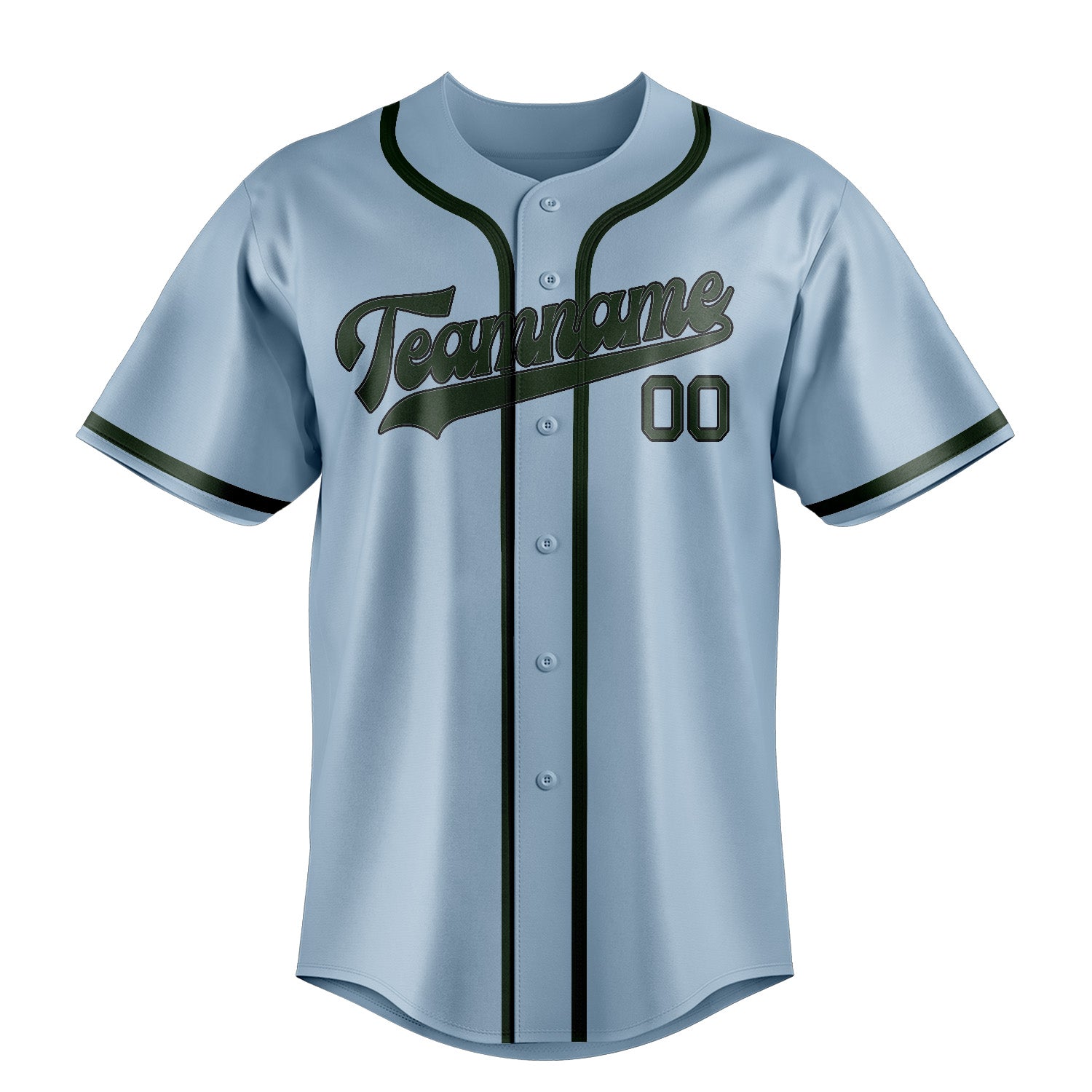 Maillot de baseball personnalisé bleu clair et vert foncé