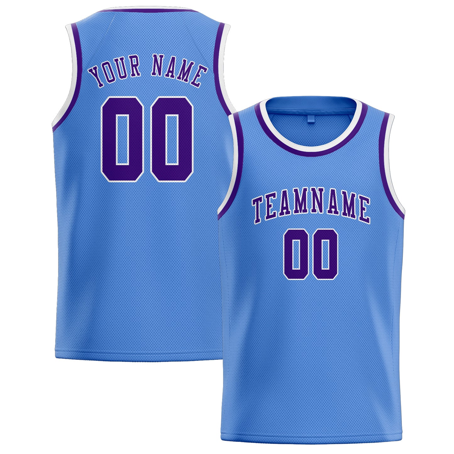 Maillot de basketball personnalisé bleu clair et violet