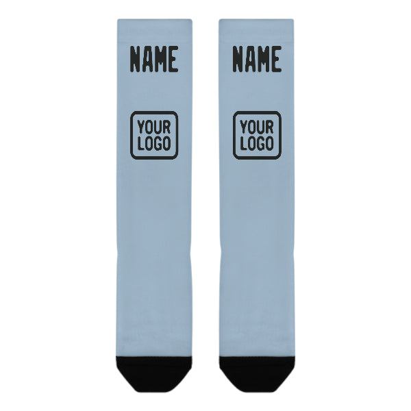 Chaussettes hautes personnalisées bleu clair et noires
