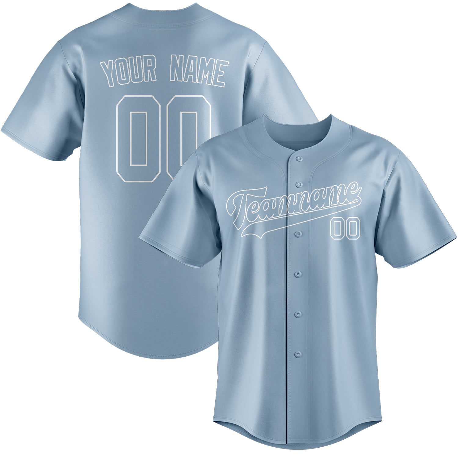 Maillot de baseball personnalisé bleu clair et blanc