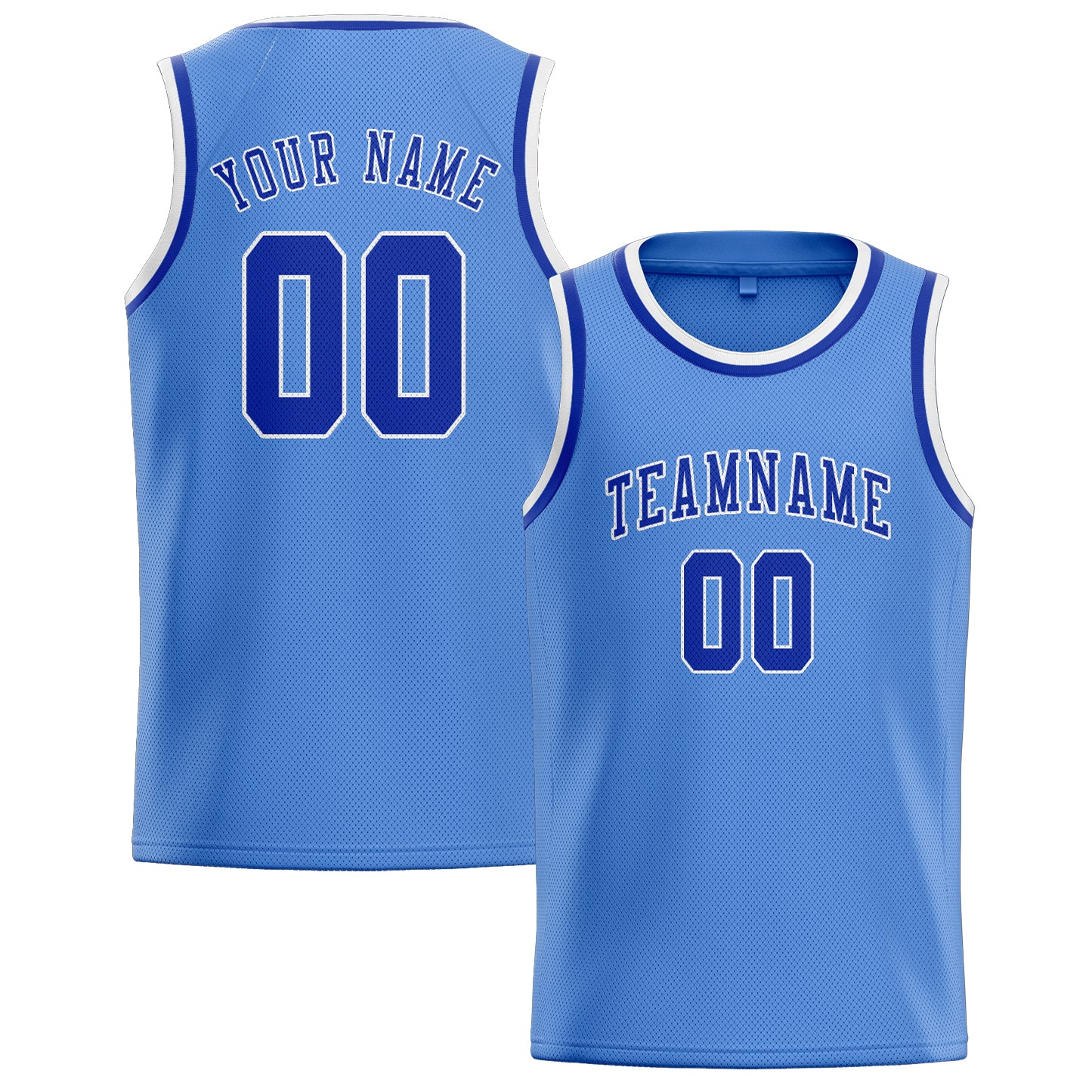 Maillot de basketball personnalisé bleu clair et bleu ciel