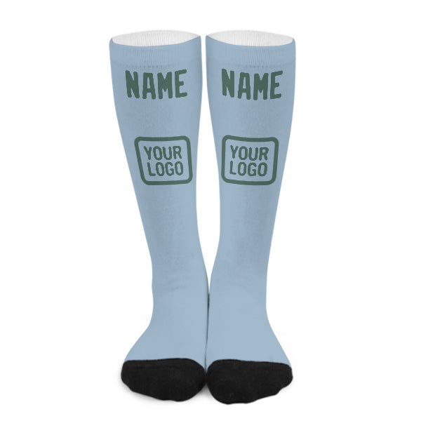 Chaussettes hautes personnalisées bleu clair, bleu et vert