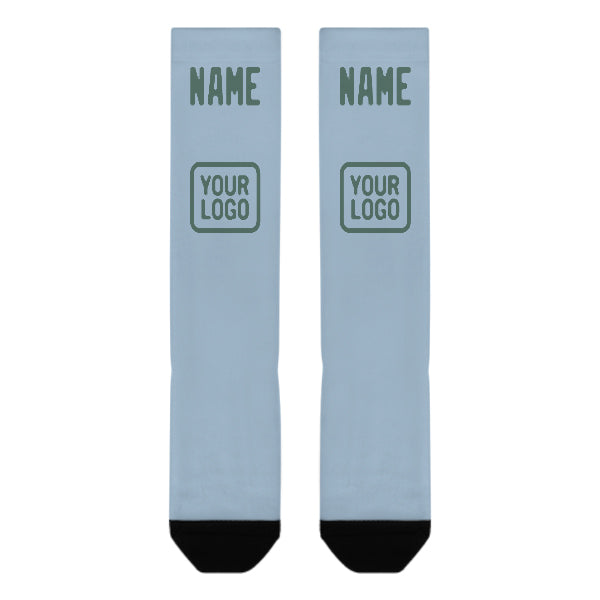 Chaussettes hautes personnalisées bleu clair, bleu et vert