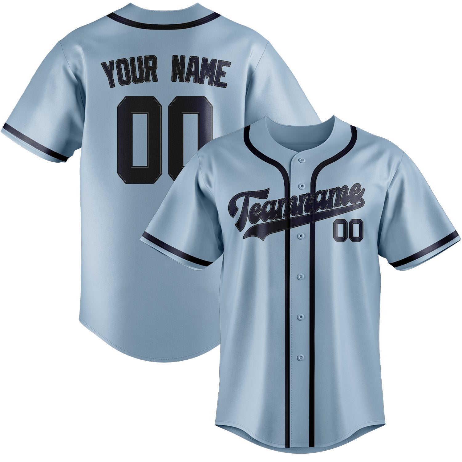Maillot de baseball personnalisé bleu clair et marine