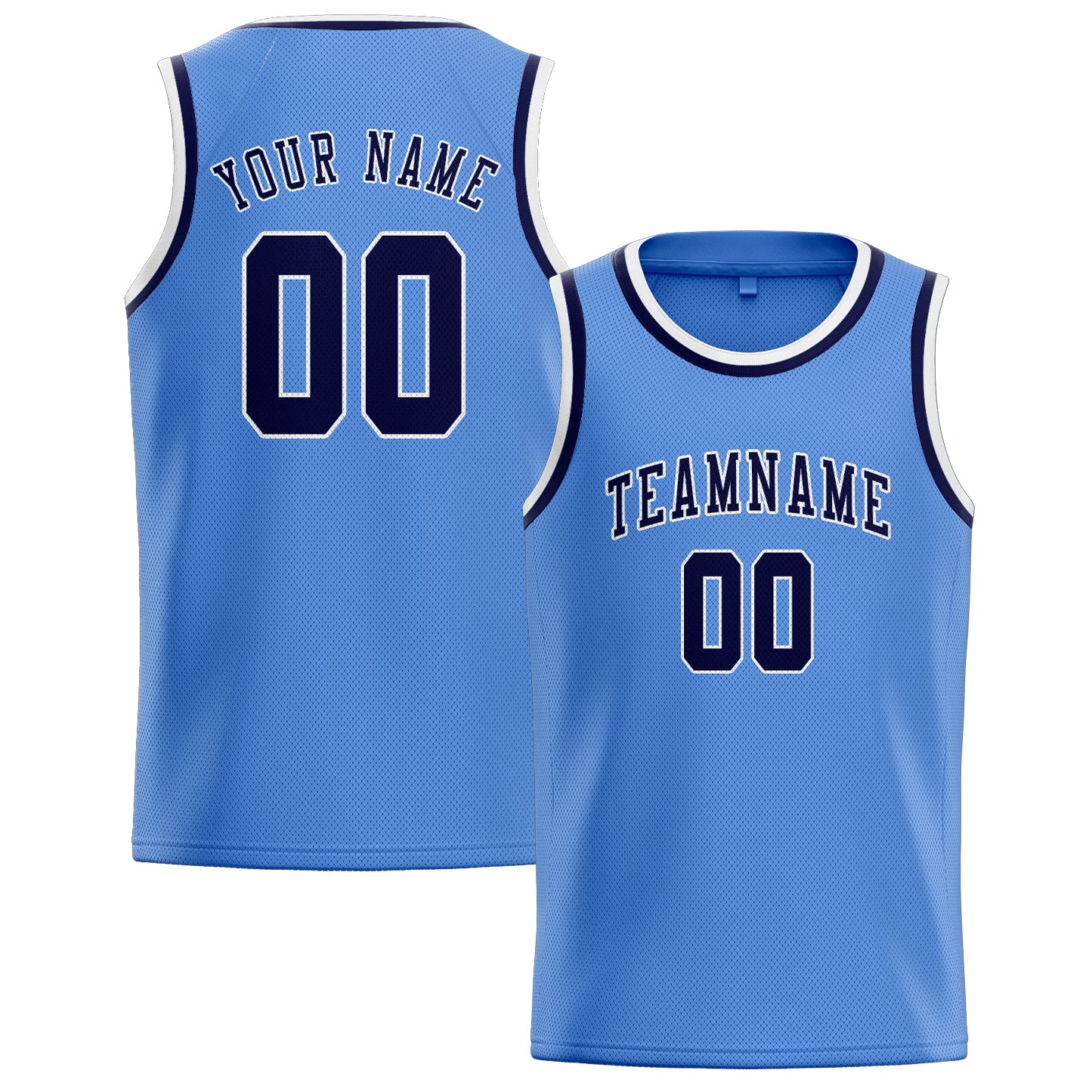 Maillot de basketball personnalisé bleu clair et marine