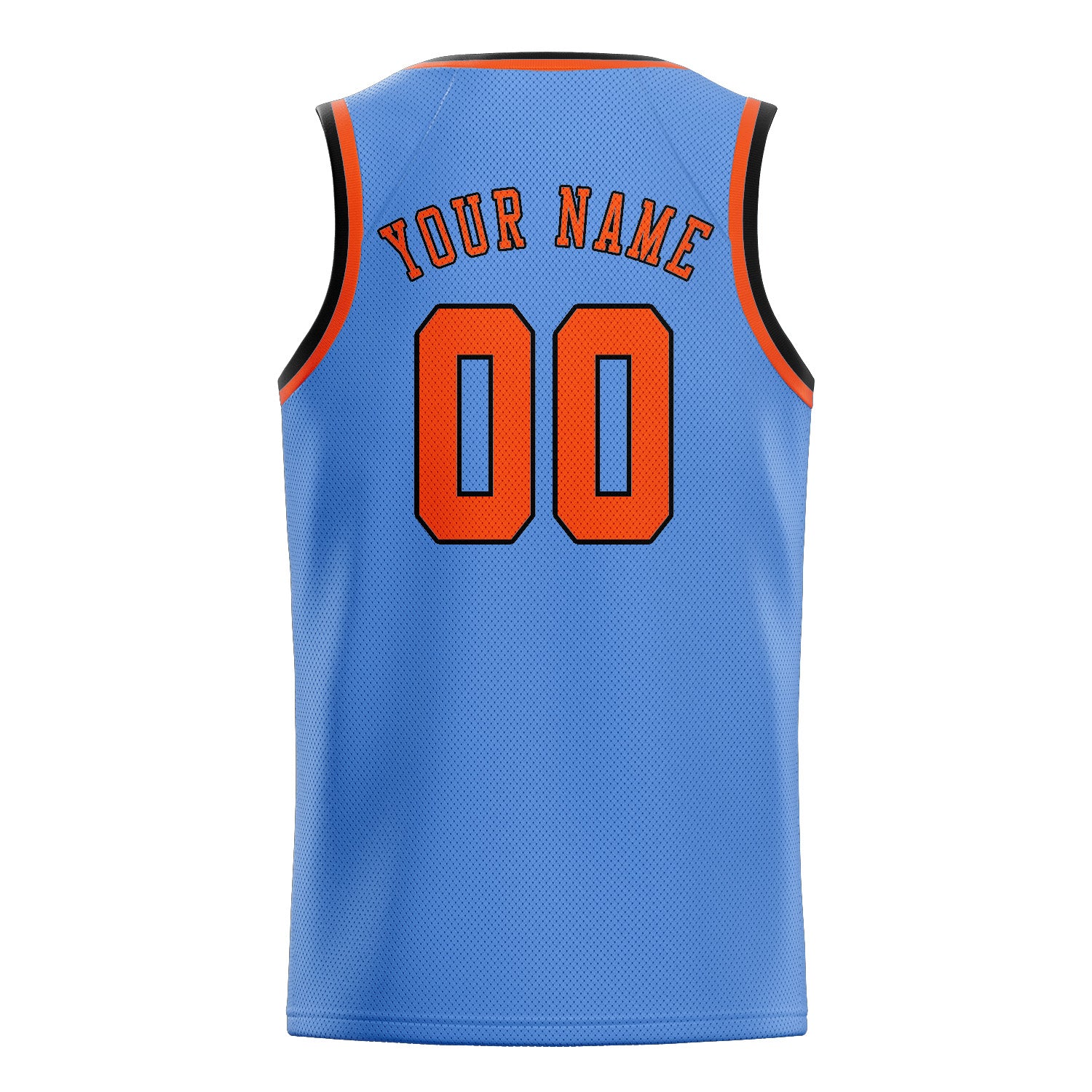 Maillot de basketball personnalisé bleu clair, orange et rouge
