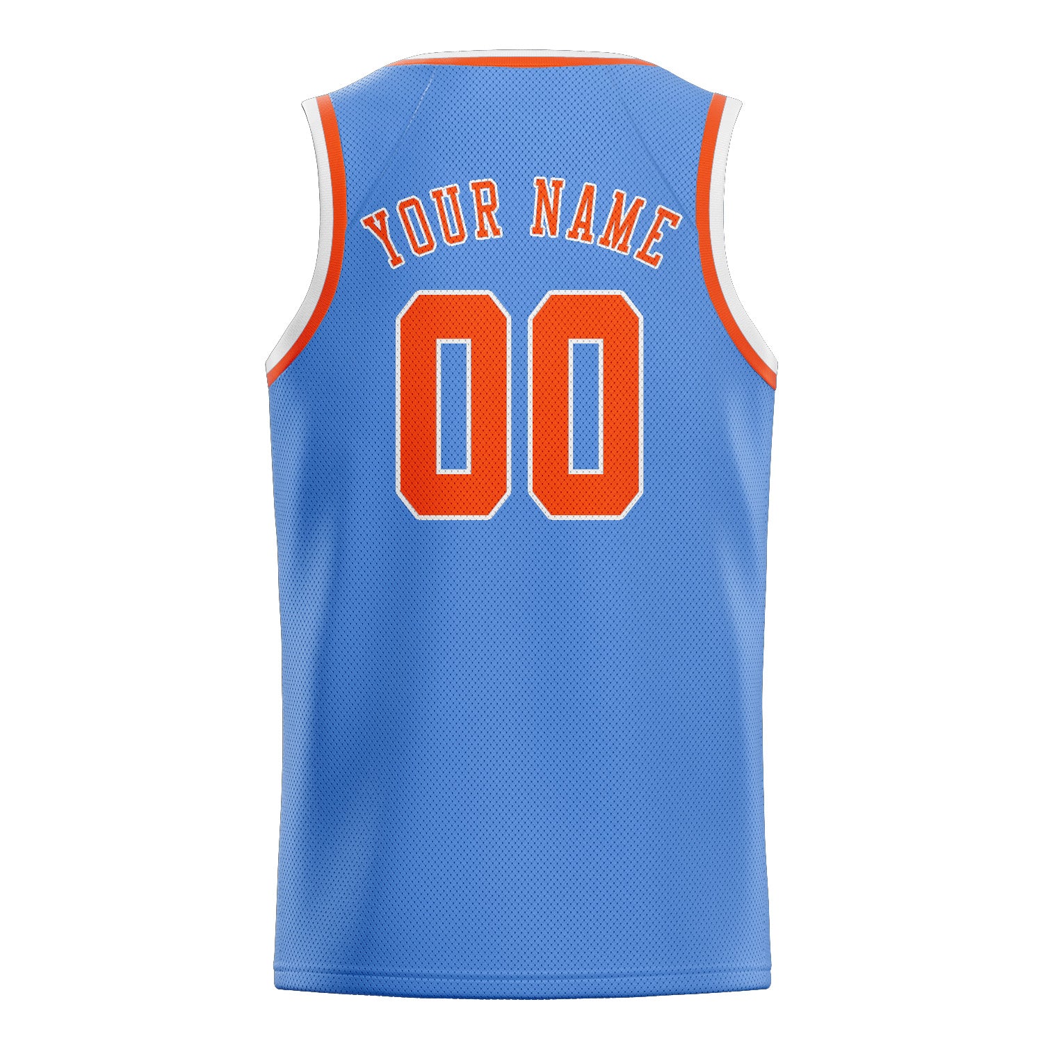 Maillot de basketball personnalisé bleu clair, orange et rouge
