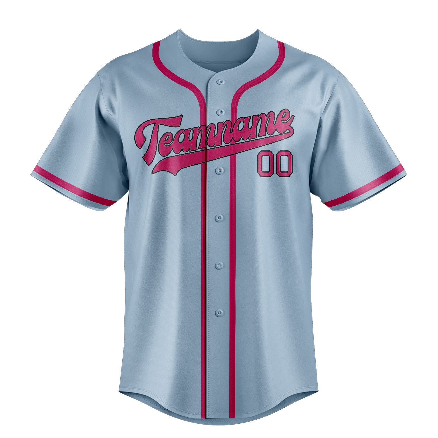 Maillot de baseball personnalisé bleu clair et rose
