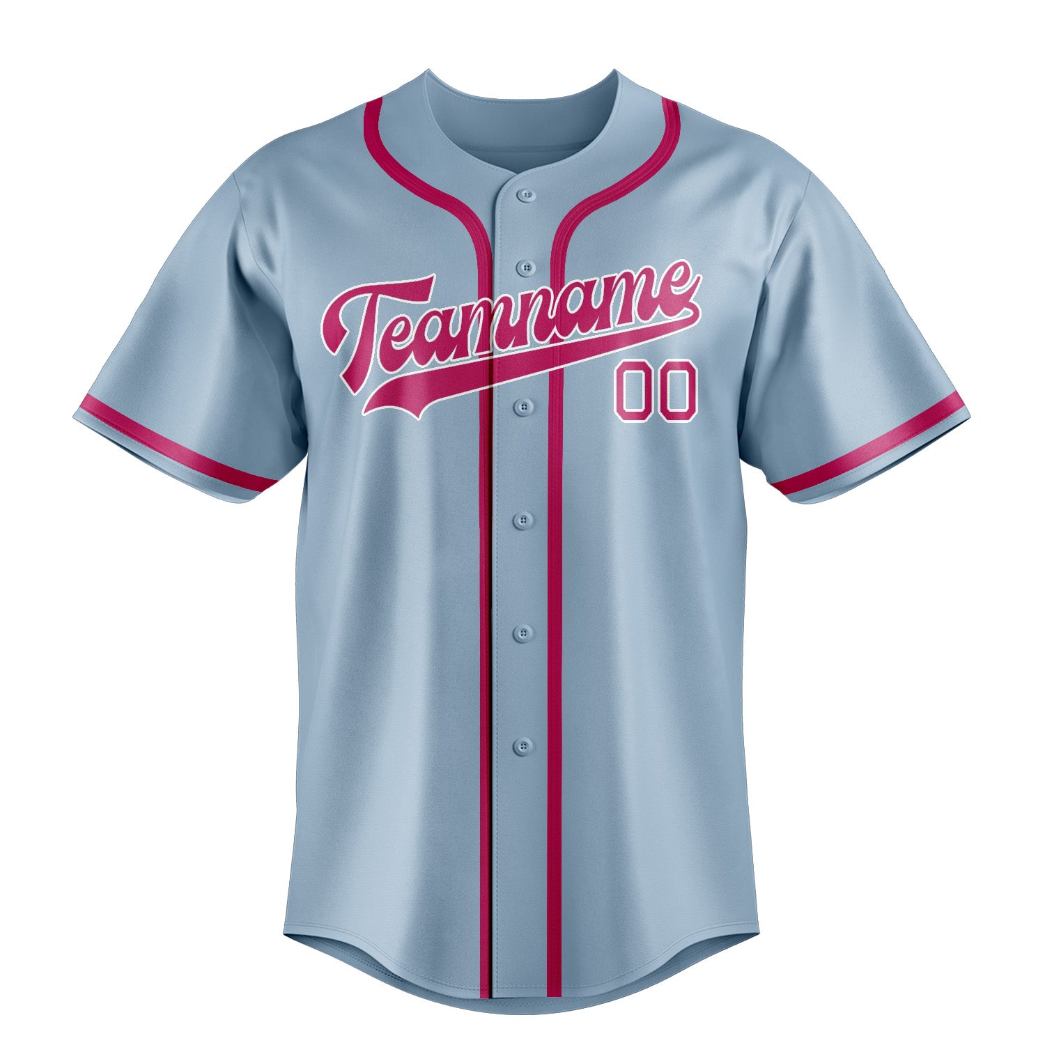 Maillot de baseball personnalisé bleu clair et rose