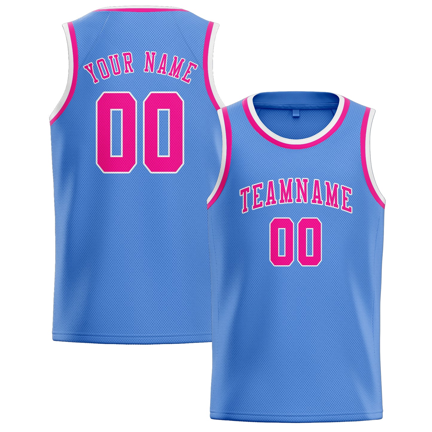 Maillot de basketball personnalisé bleu clair et rose