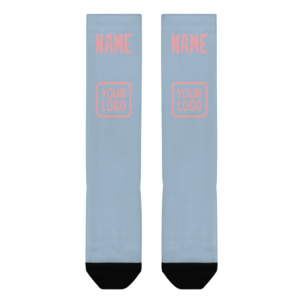Chaussettes hautes personnalisées bleu clair et rose clair
