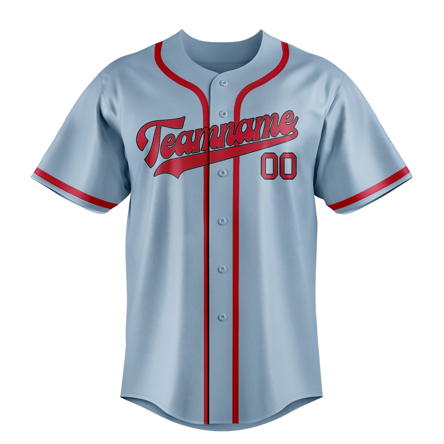 Maillot de baseball personnalisé bleu clair et rouge