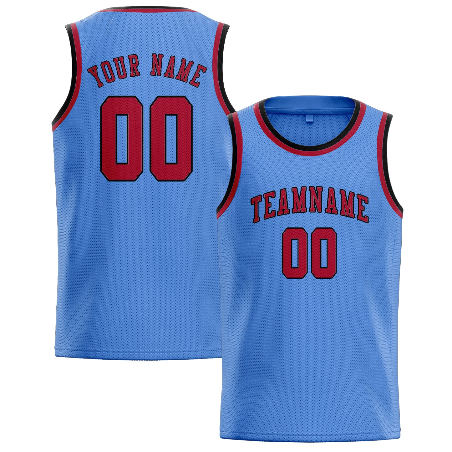 Maillot de basketball personnalisé bleu clair et rouge
