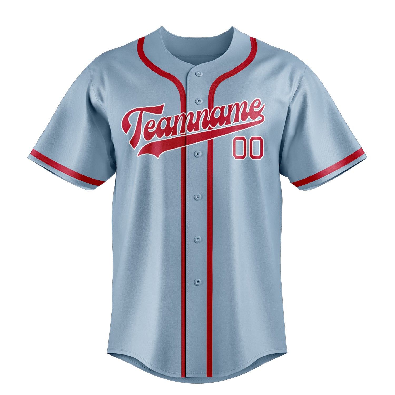 Maillot de baseball personnalisé bleu clair et rouge